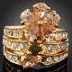 Luxusní prsten, žluté zlato, bílý, hnědý Swarovski krystal J1067