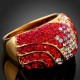 Luxusní prsten žluté zlato, červený Swarovski krystal J2172