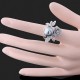 Luxusní prsten, bílé zlato, perla, růže, Swarovski krystal J0268