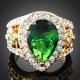 Luxusní prsten, žluté zlato, smaragd Swarovski krystal J2703
