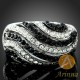 Luxusní  prsten bílý & černý Swarovski krystal J2086