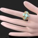 Luxusní prsten žluté zlato, tyrkysový Swarovski krystal J0457