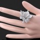 Luxusní prsten bílé zlato,velká květina Swarovski krystal J0516