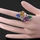 Luxusní prsten velký, 4 motýlci Swarovski krystal J0502