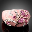 Luxusní prsten, růžové zlato, motýl Swarovski krystal J0461