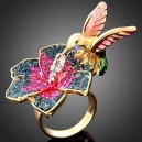 Luxusní prsten, květina s ptáčkem Swarovski krystal J1494