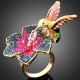 Luxusní prsten, květina s ptáčkem kolibříkem Swarovski krystal J1494