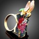 Luxusní prsten, květina s ptáčkem Swarovski krystal J1494