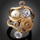 Luxusní prsten, žluté zlato, perla. růže, Swarovski krystal J0822