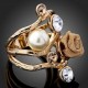 Luxusní prsten, žluté zlato, perla. růže, Swarovski krystal J0822