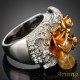Luxusní prsten, žluté zlato, perla. růže, Swarovski krystal J2294
