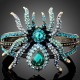 Luxusní zlatý masivní náramek, modrý pavouk Swarovski krystal 